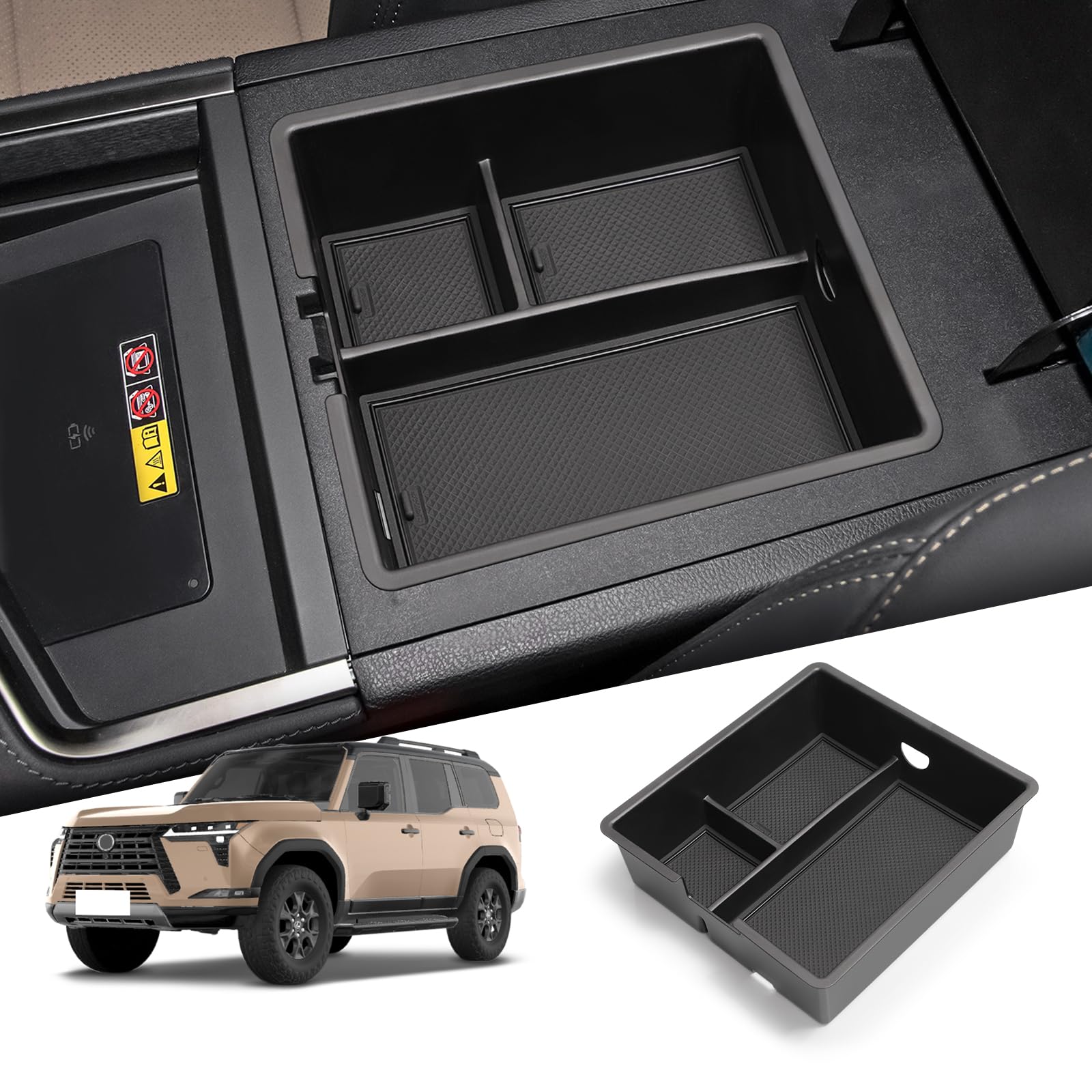smabee front view of center console tray showing tidy compartments and quick access