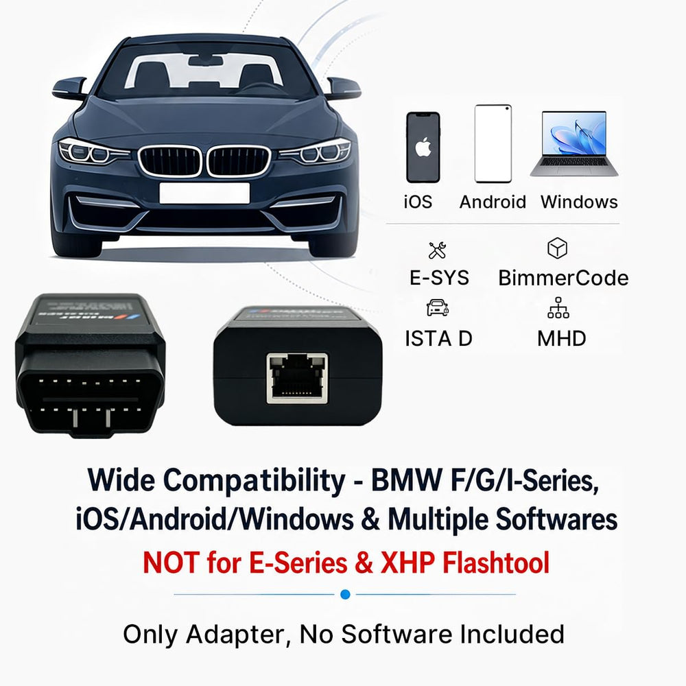 SMART BIMMER adapter with cable and plug layout for straightforward vehicle connection
