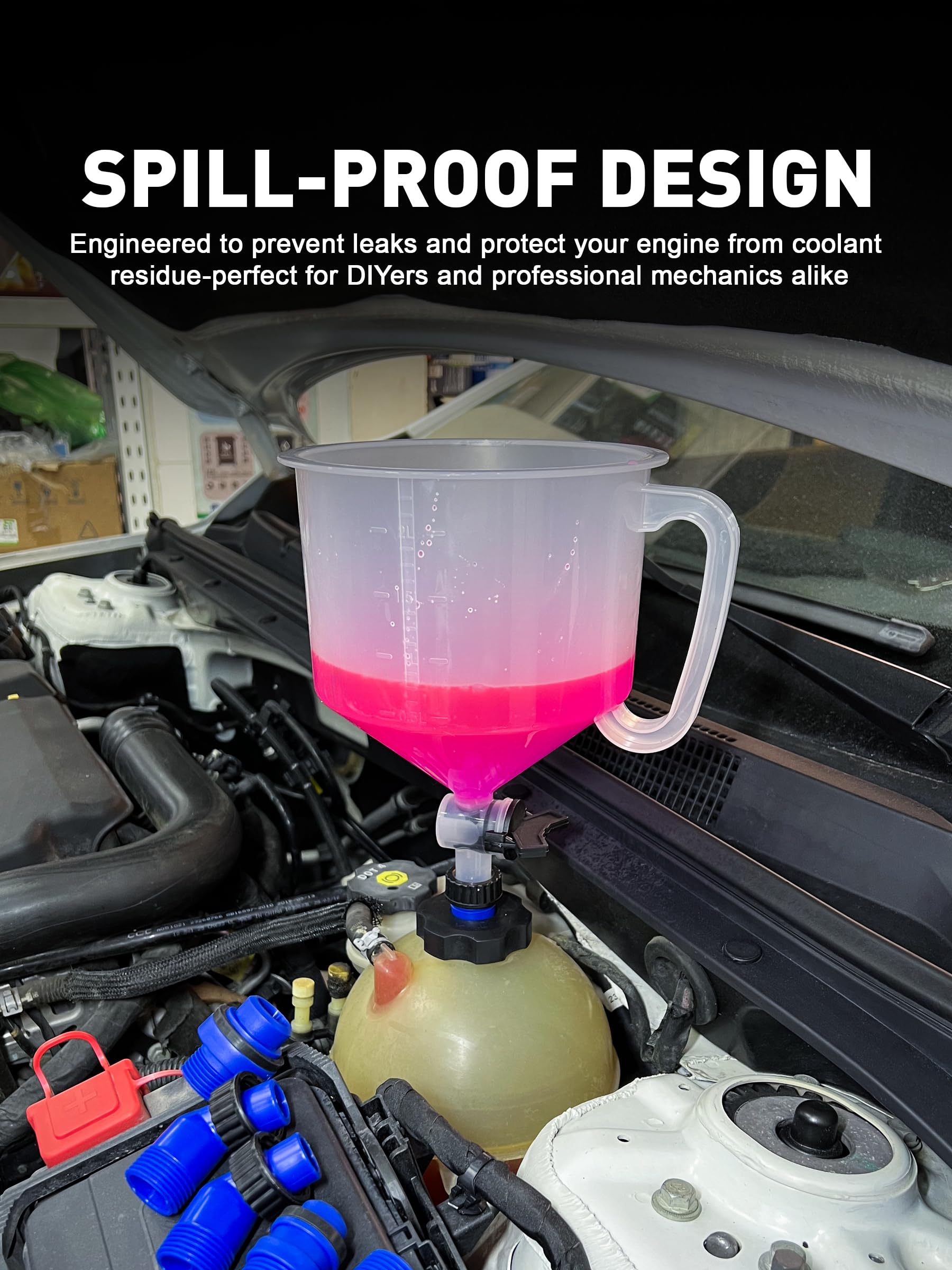 SMART JERRY cap rubber gasket detail showing seal benefit: spill and leak prevention