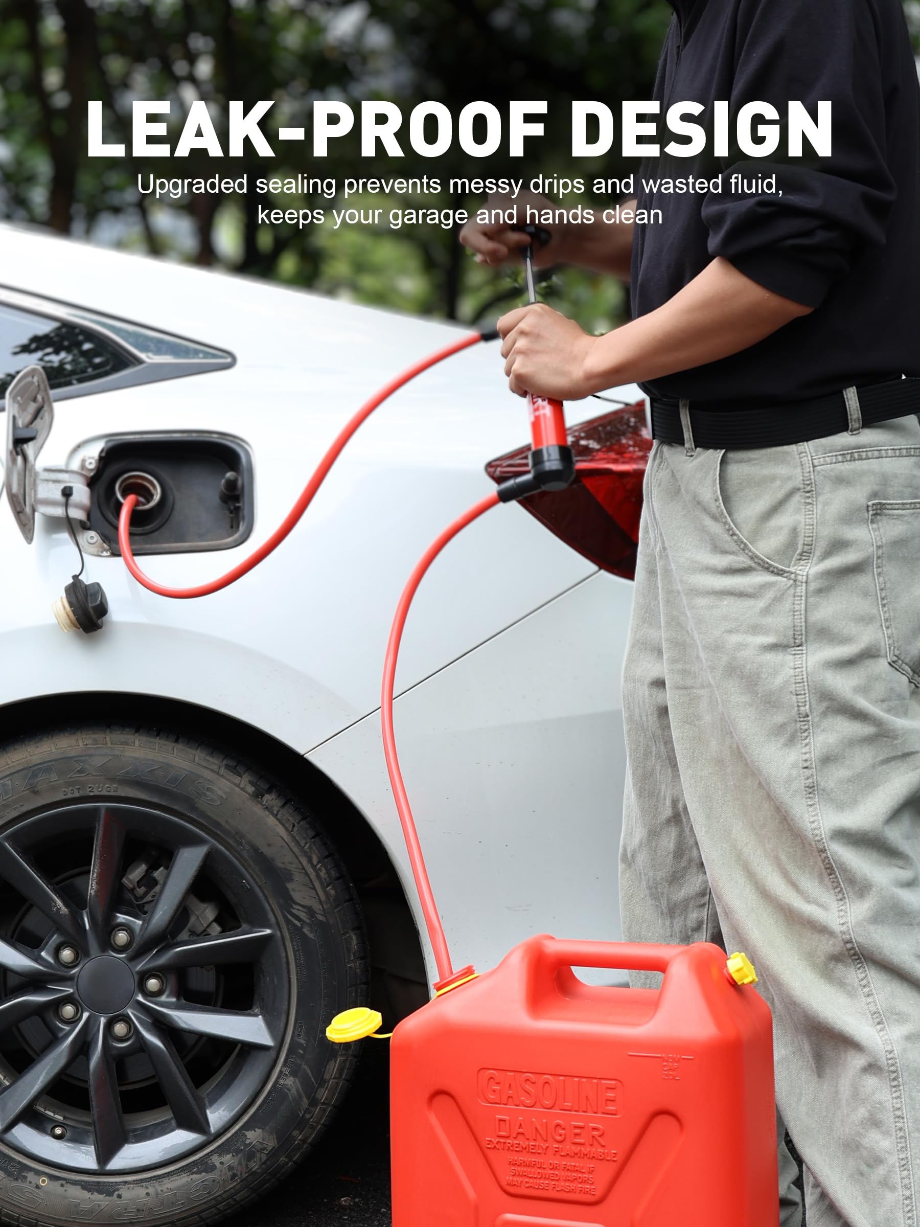 SMART JERRY handheld pump shown next to a hand for scale and easy portability benefit