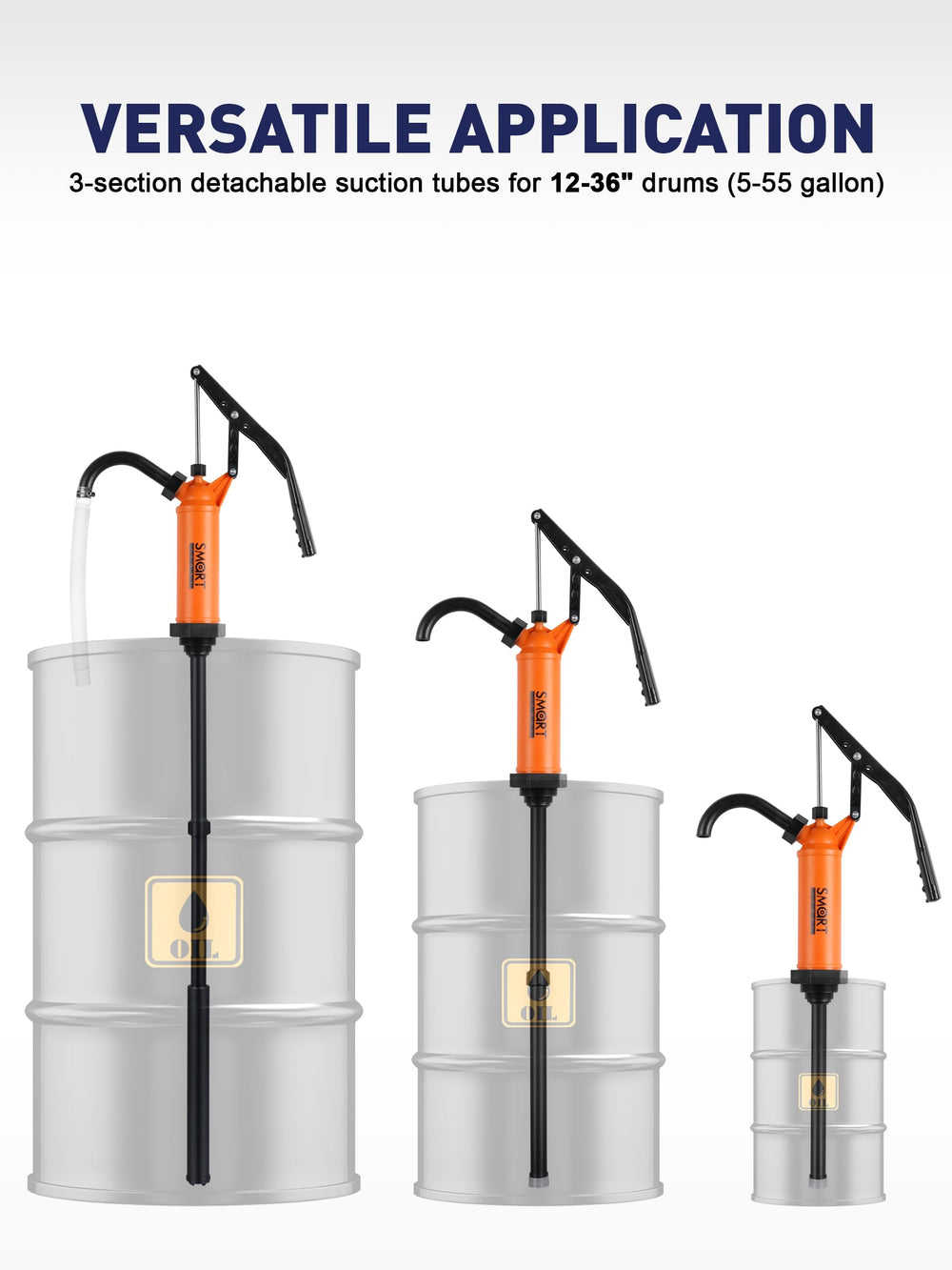 SMART JERRY pump next to 55 gallon drum for clear size and scale