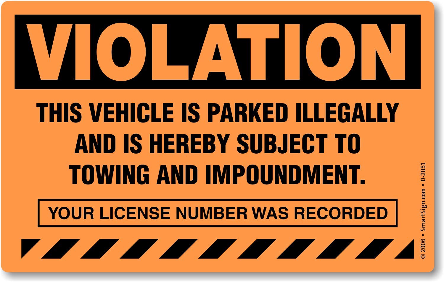 SmartSign front view of 50-pack fluorescent stickers shows clear warning
