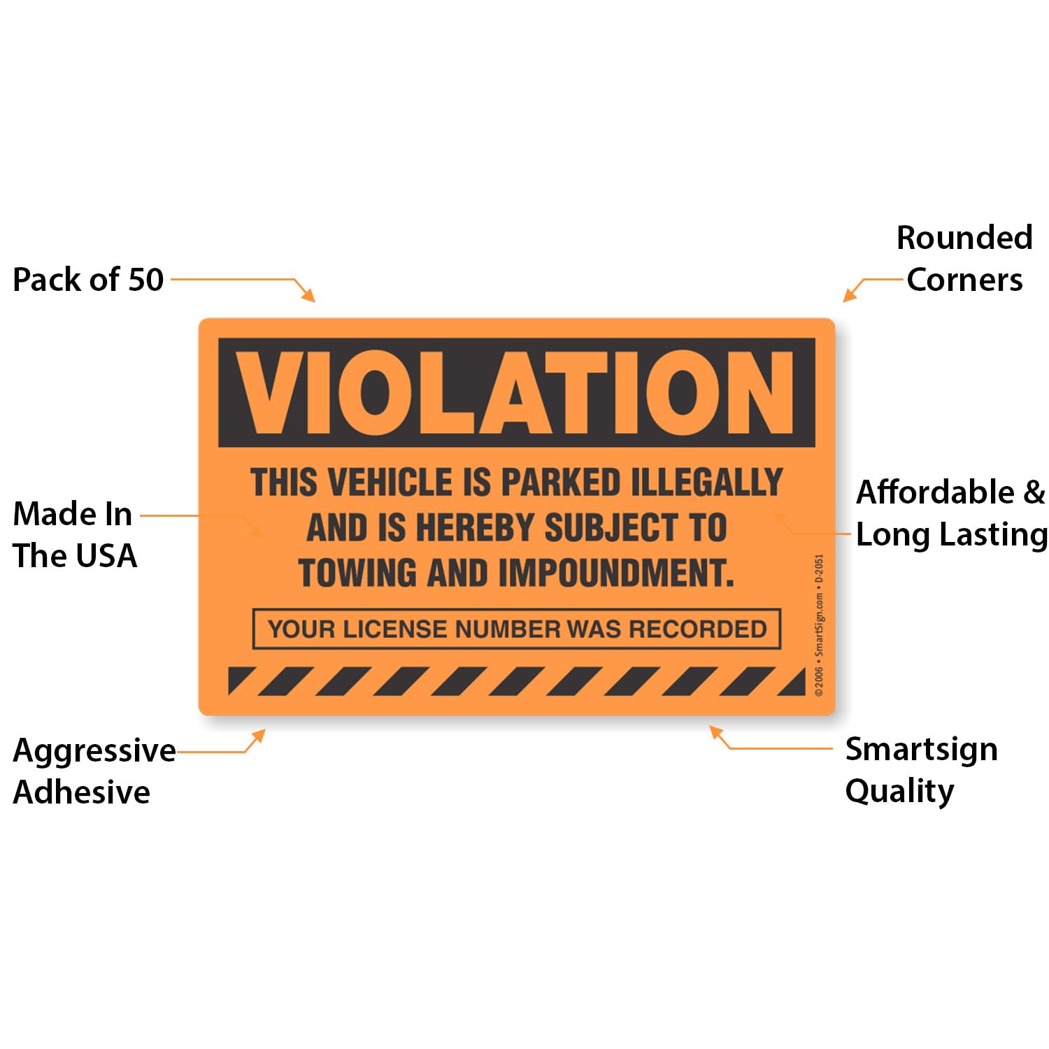 SmartSign sticker beside ruler illustrating the 5 by 8 inch scale
