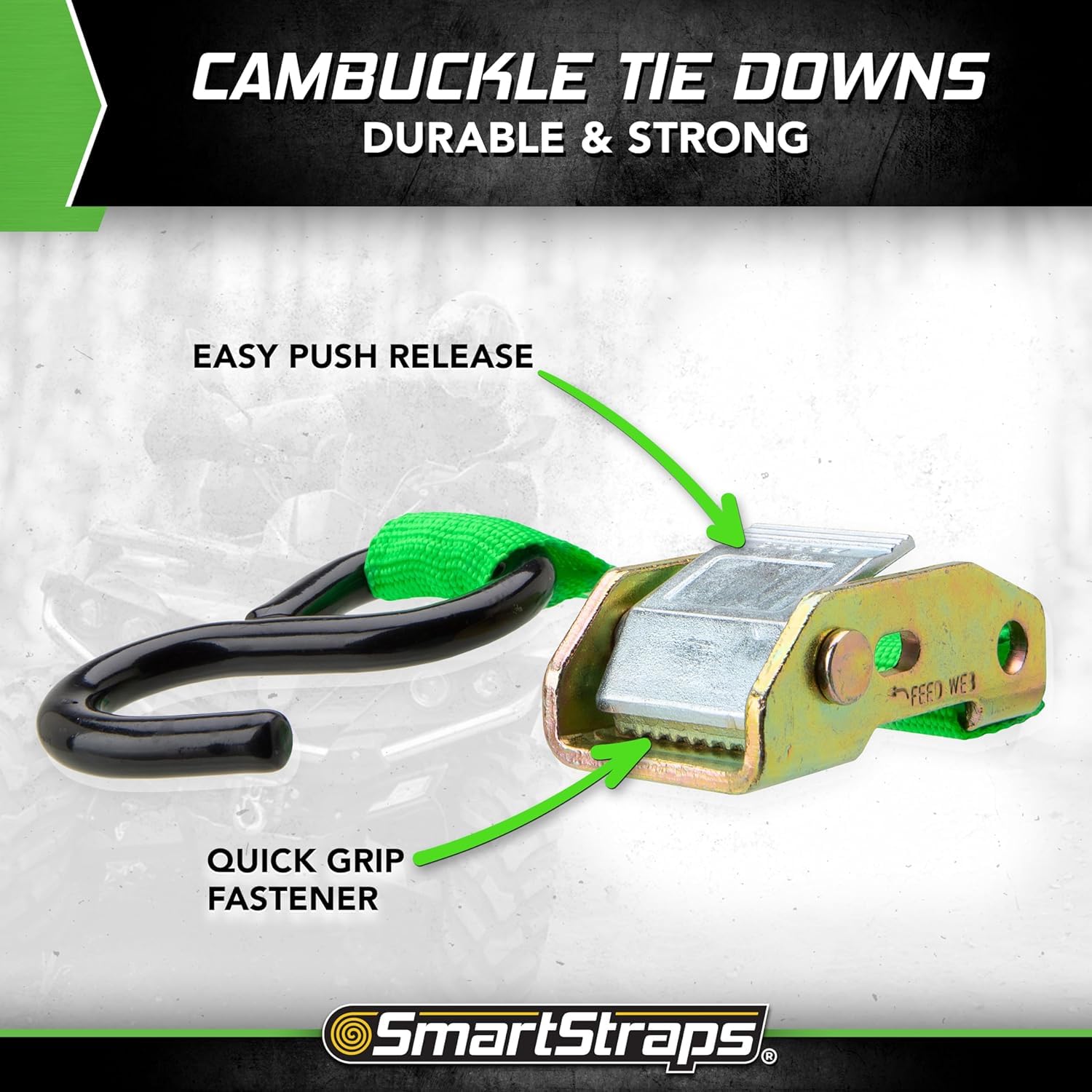 SMARTSTRAPS steel-core S-hook detail with coating protecting vehicle surfaces from scratches
