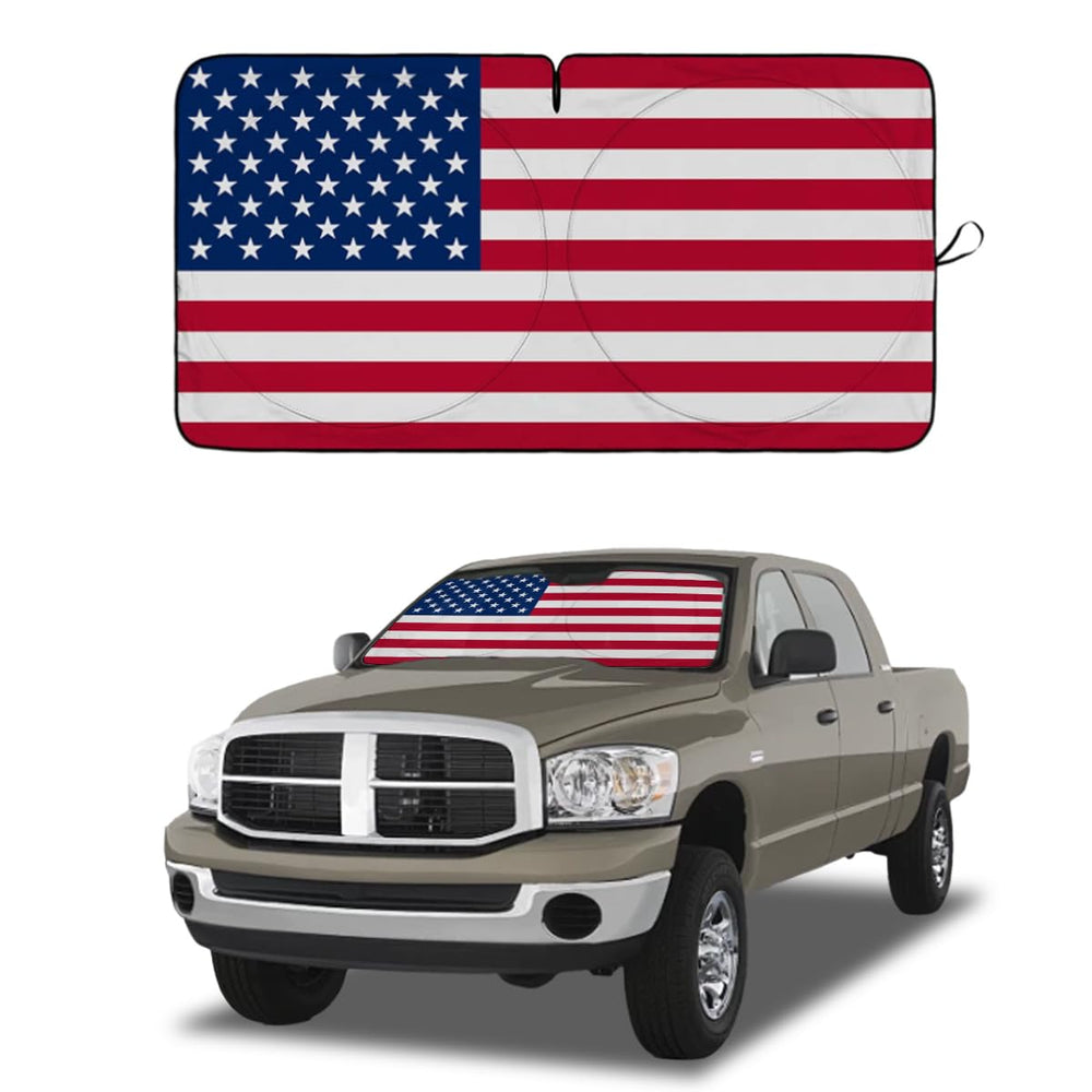 smilfuy American flag sunshade front view protects interior from heat