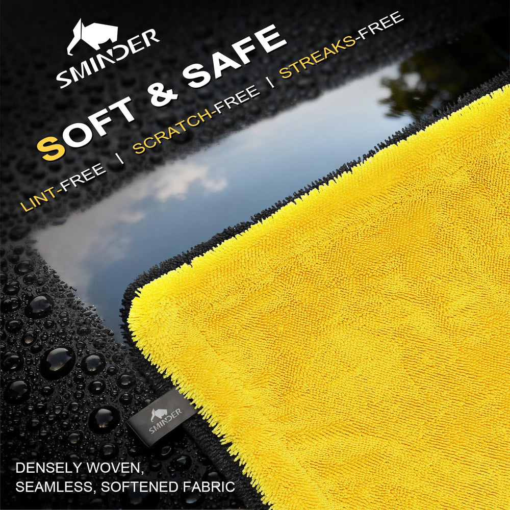 SMINDER chamois-style glass towel wiping window for clear visibility