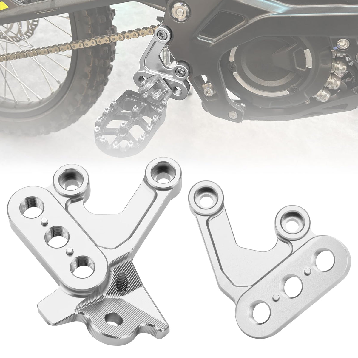 smotrcc front view of bracket showing mounting points and fit for Sur Ron
