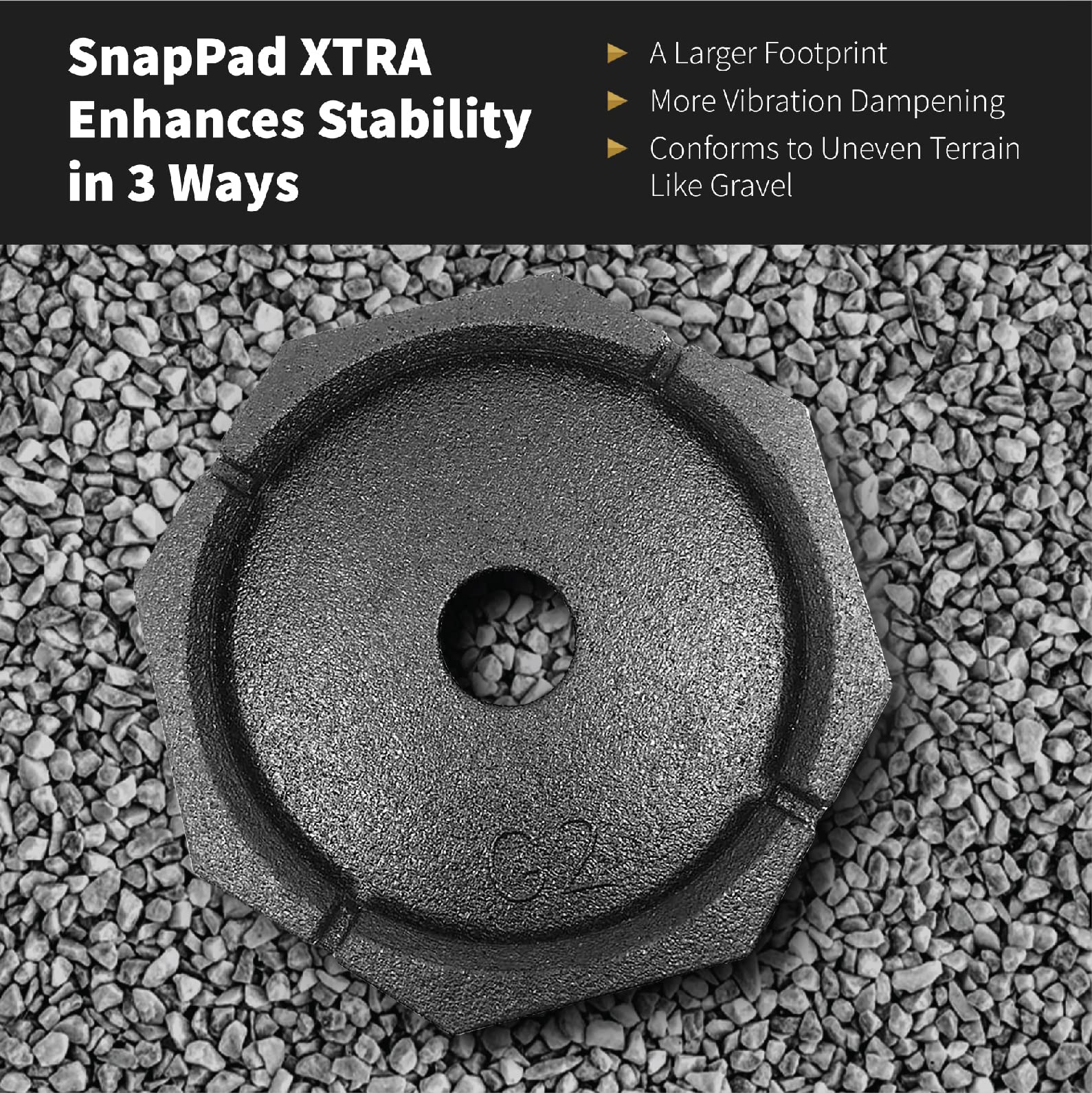 SnapPad Xtra at campsite showing improved stability and peace-of-mind benefit
