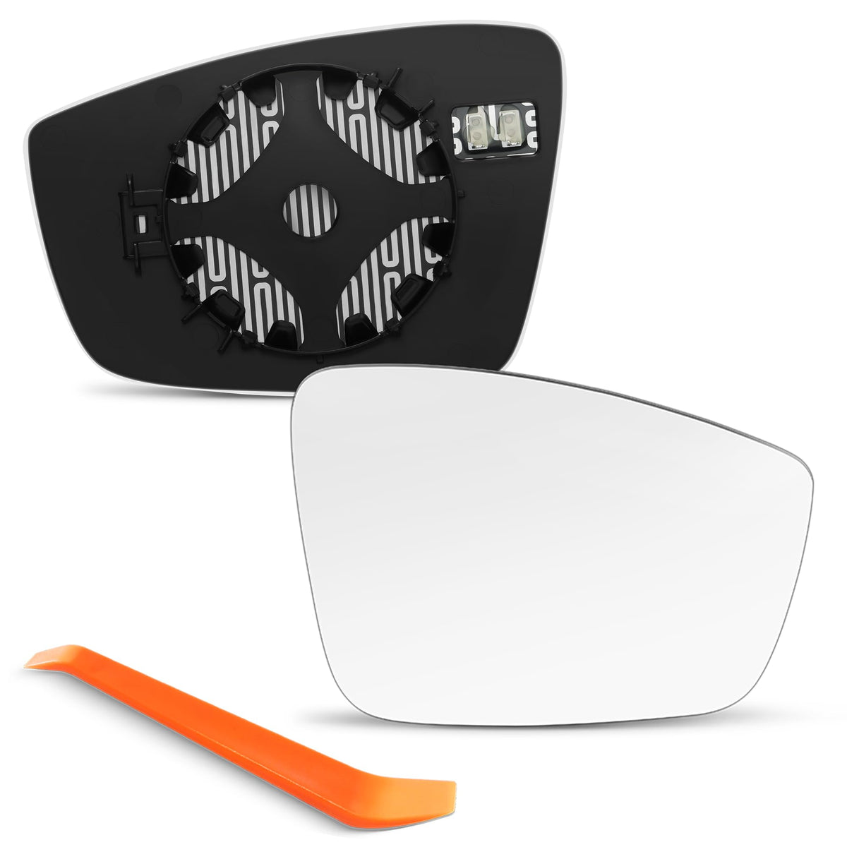 SNEMEEY front view passenger side mirror showing plug-and-play fit for easy replacement