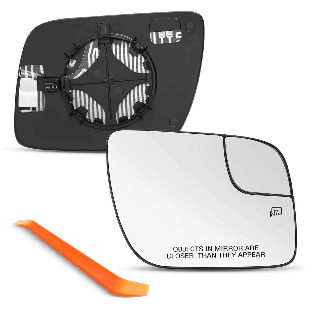 SNEMEEY front passenger mirror showing clean chromed surface and improved clarity
