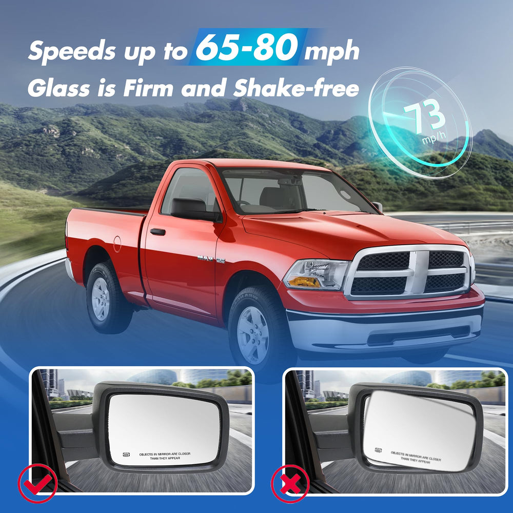 SNEMEEY mirror shown by hand to illustrate true-to-spec size and easy replacement
