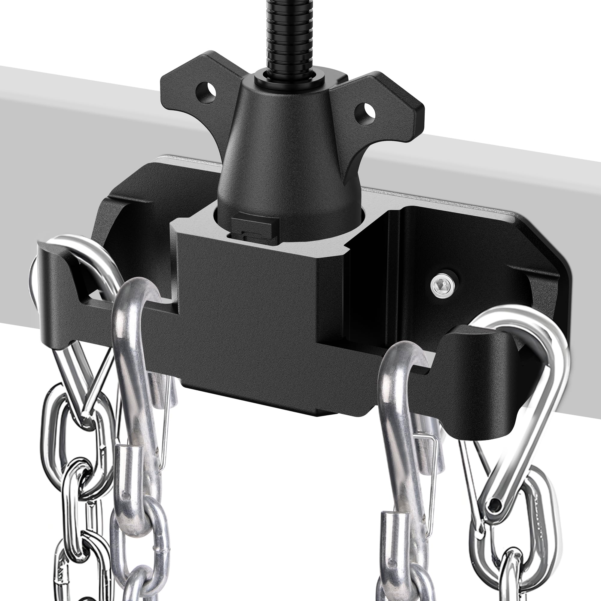 SnowyFox front view of mounted aluminum bracket showing organized plug storage benefit