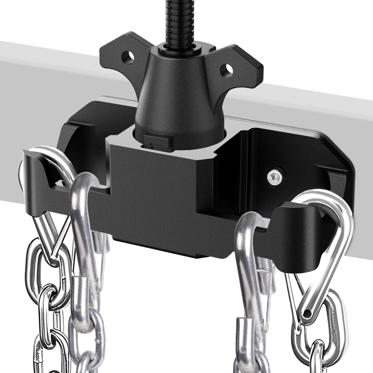 SnowyFox front view of mounted aluminum bracket showing organized plug storage benefit