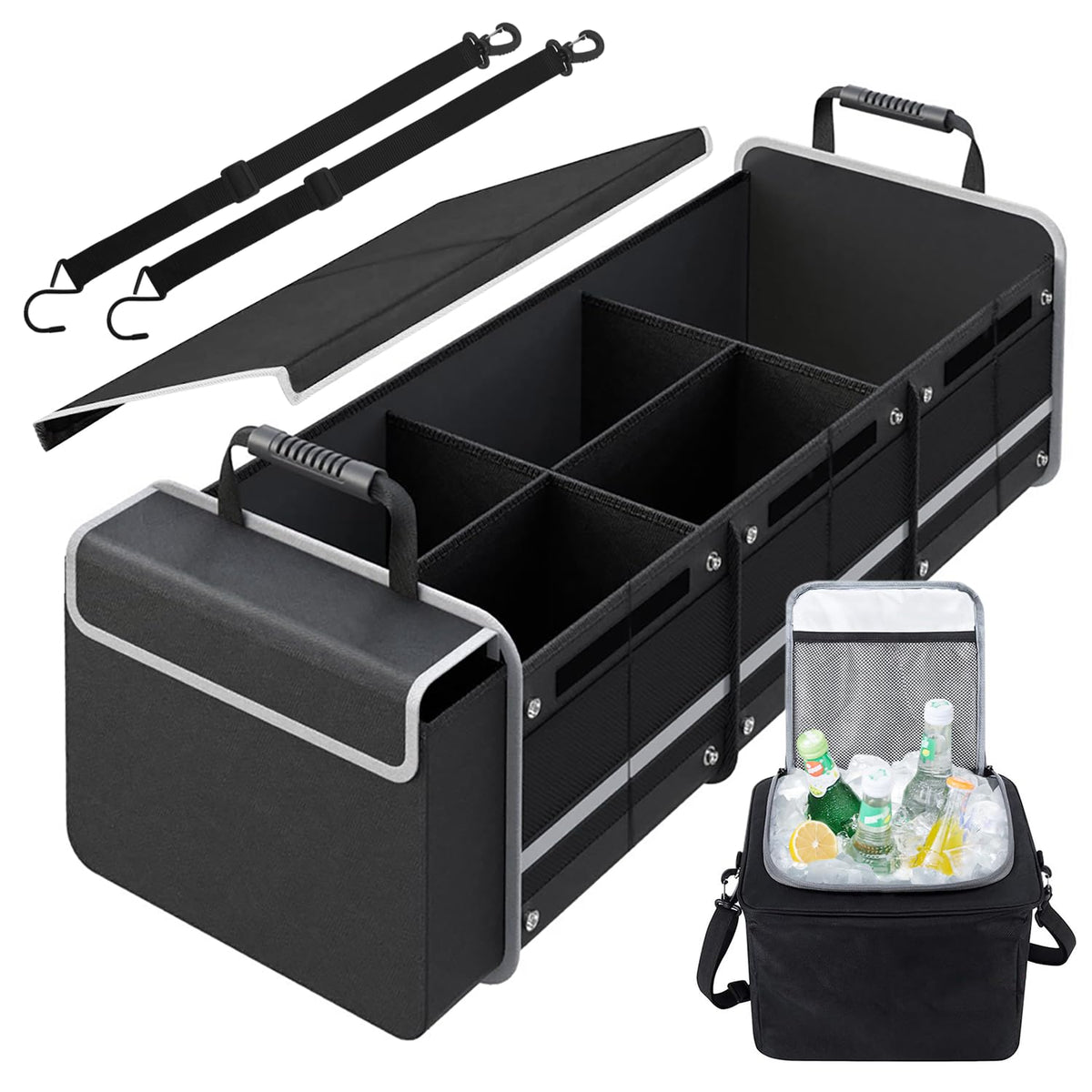 Snuopfy front view showing organized compartments and cover for tidy storage
