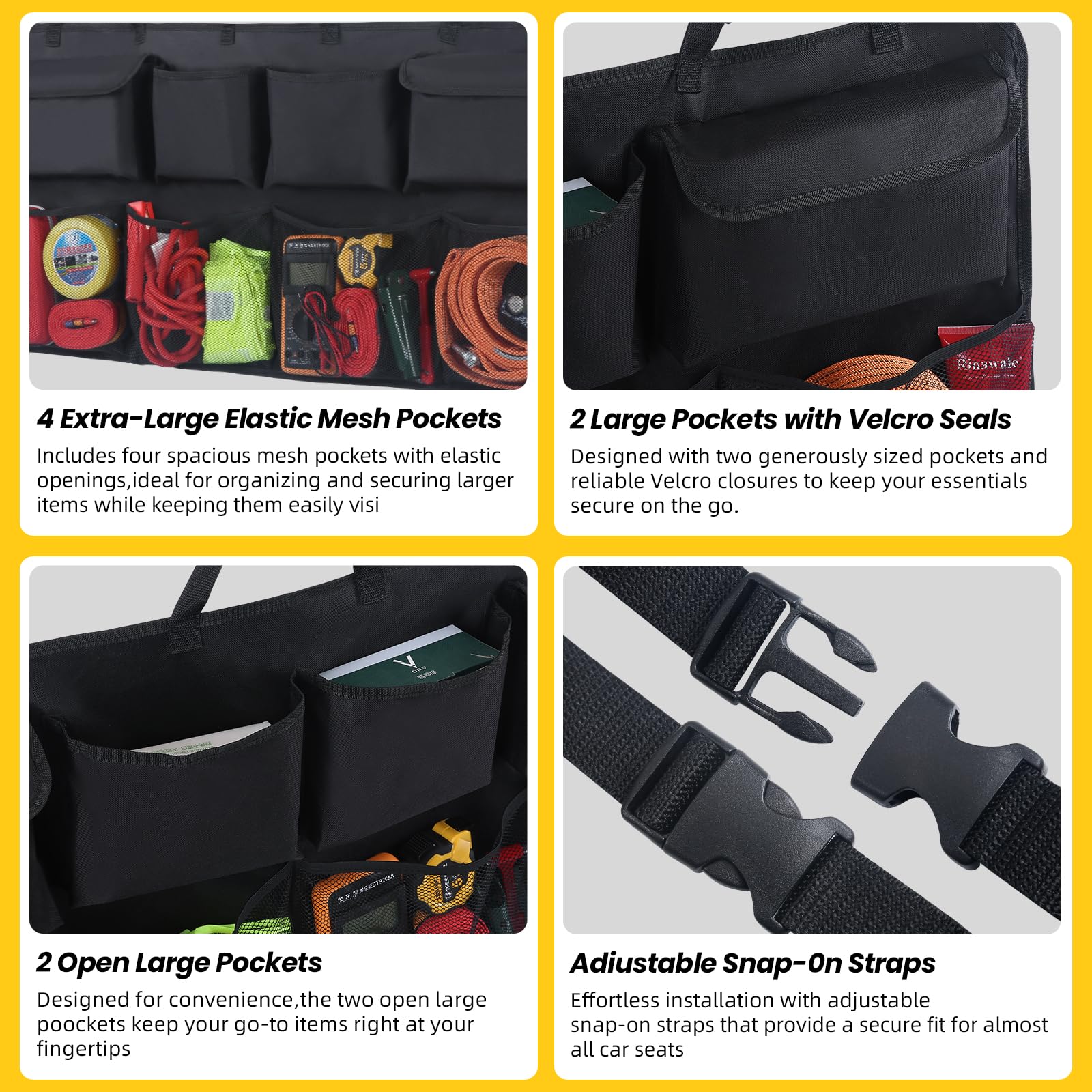 Snuopfy widened center pockets detail showing 30% extra capacity benefit
