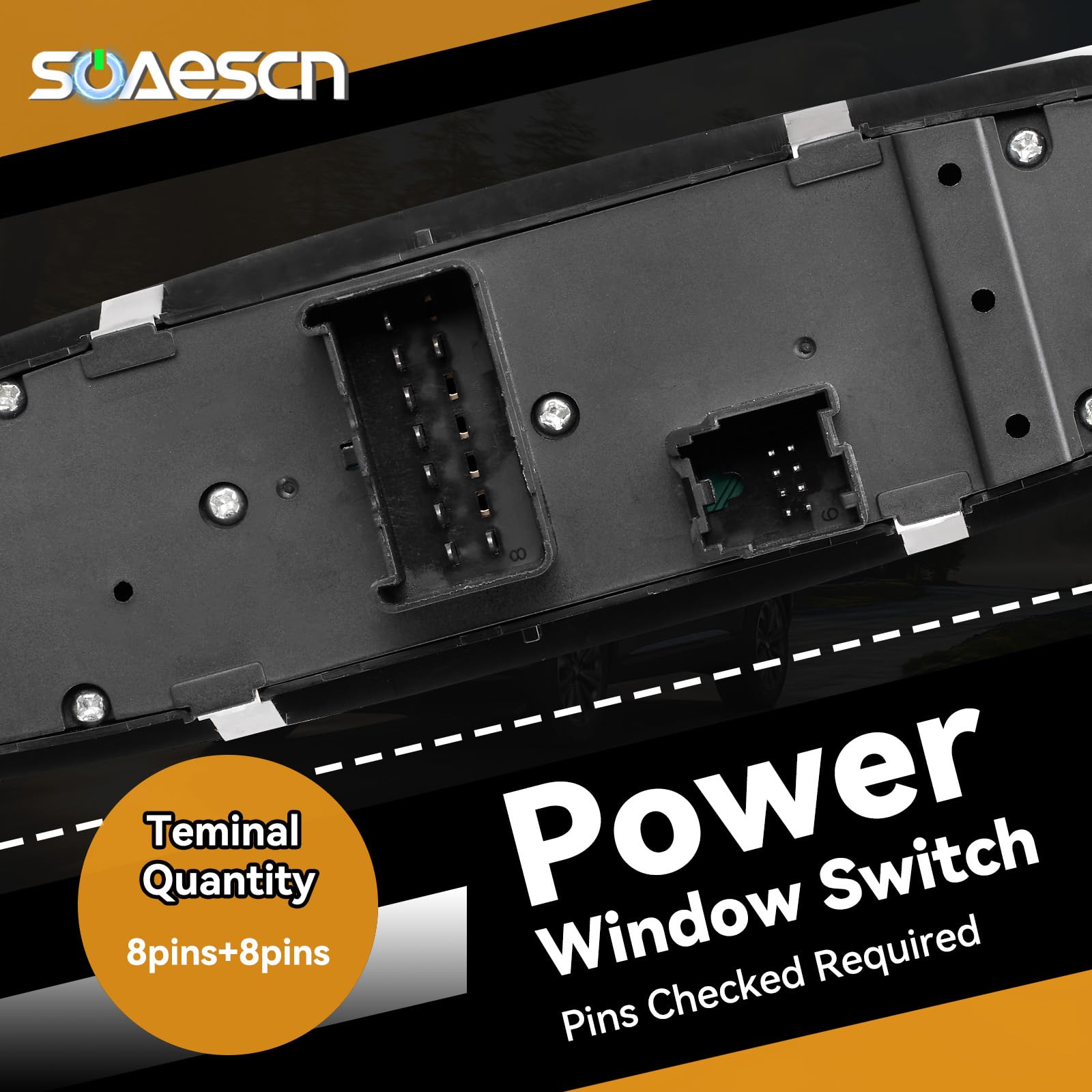 SOAESCN switch installed in door panel demonstrating direct-fit replacement
