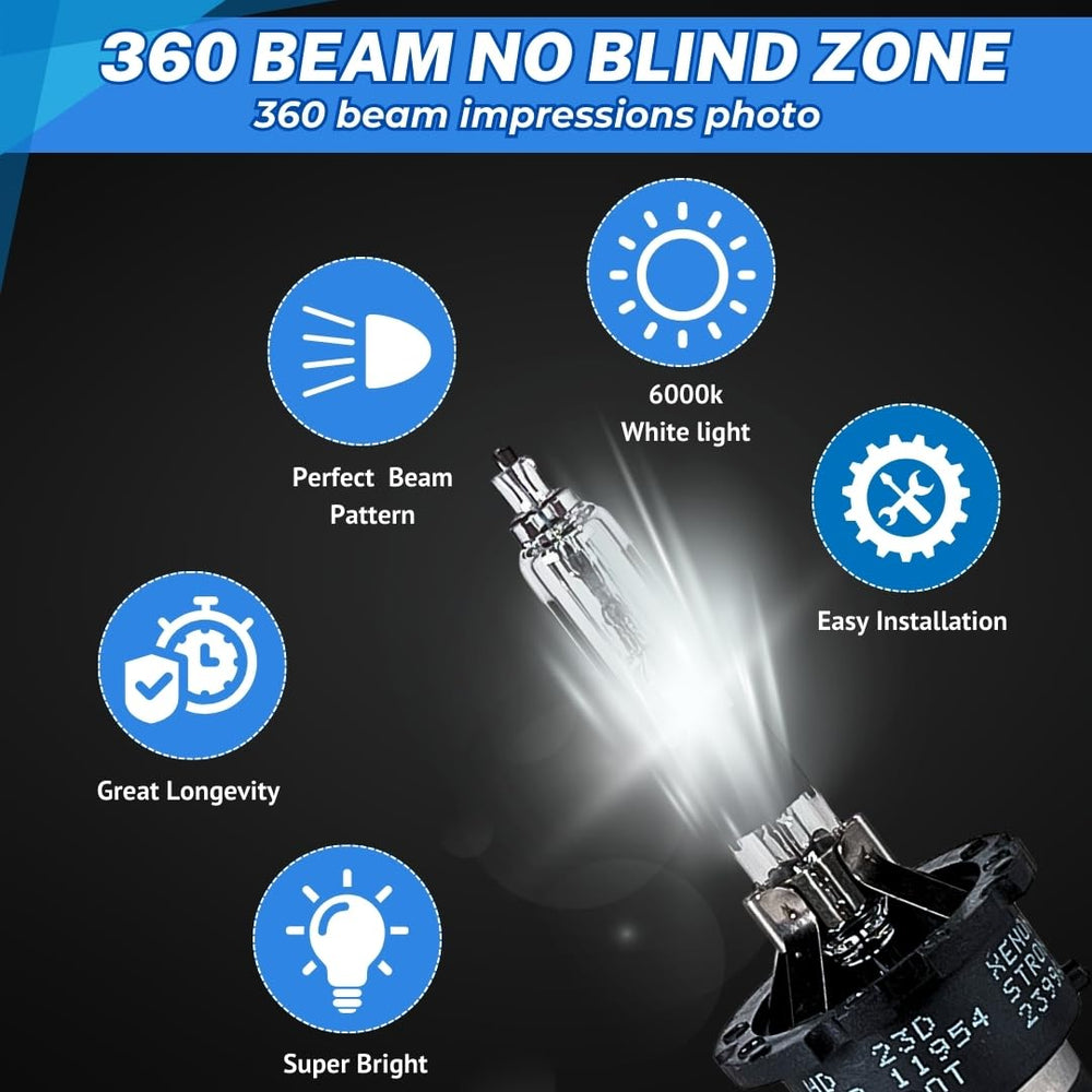 SOCAL-LED LIGHTING D2R bulb installed in headlight assembly demonstrating easy plug-and-play replacement