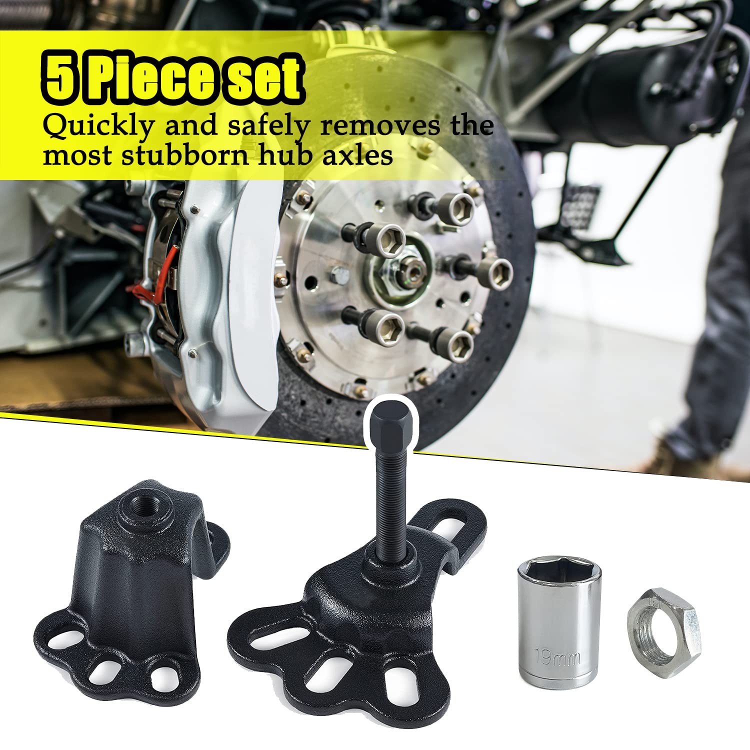 Socpuro in a garage being used to remove hub showing faster, safer repairs