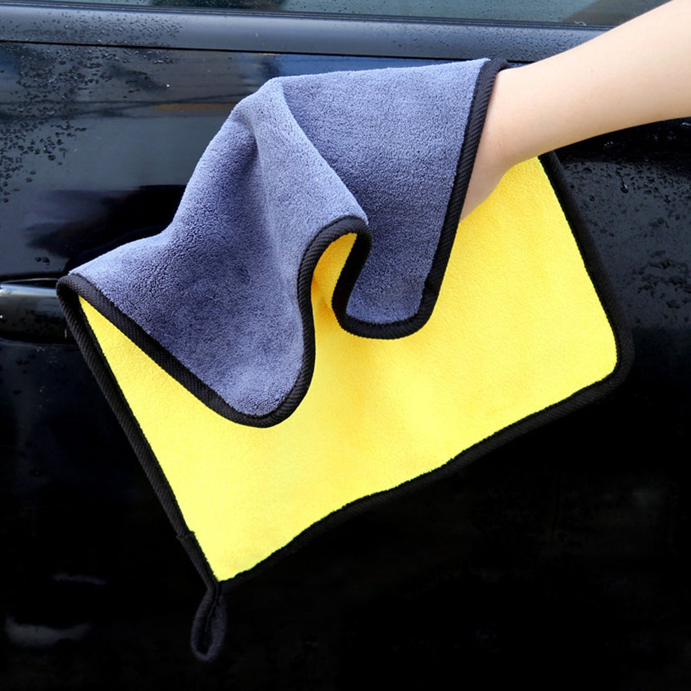 SOFTBATFY polishing with towel showing improved shine and lint-free results
