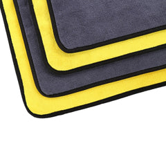 SOFTBATFY towel next to ruler showing 16x16 inch scale for coverage clarity