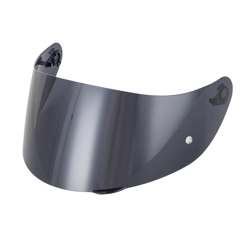 Soman visor front view showing deep smoke tint and wide vision benefit