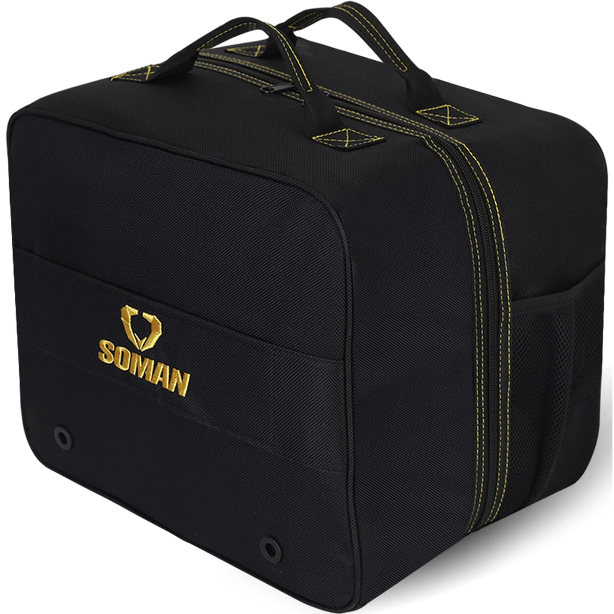 SOMANGEAR front view of helmet bag showing compact carry benefits