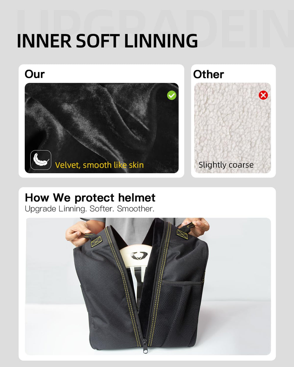 SOMANGEAR open interior plush lining protecting helmet finish