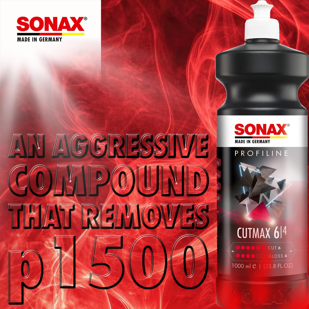 SONAX CutMax in workshop with polisher demonstrating efficient shop use