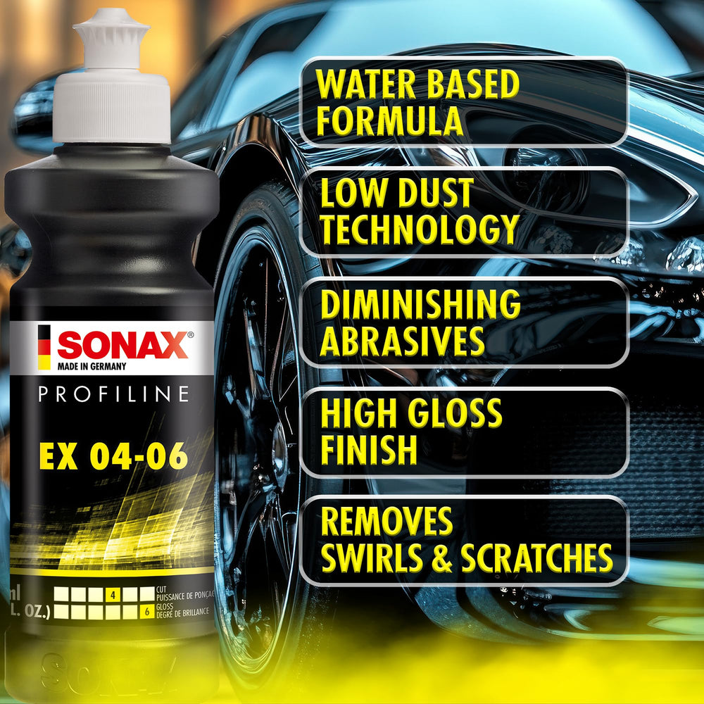 SONAX EX 04-06 result on paint showing high-gloss finish and clarity