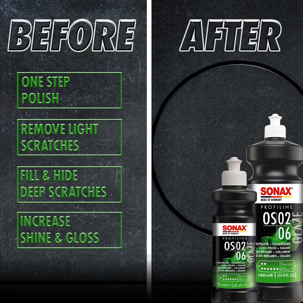 SONAX being applied with a foam pad, showing smooth polishing action
