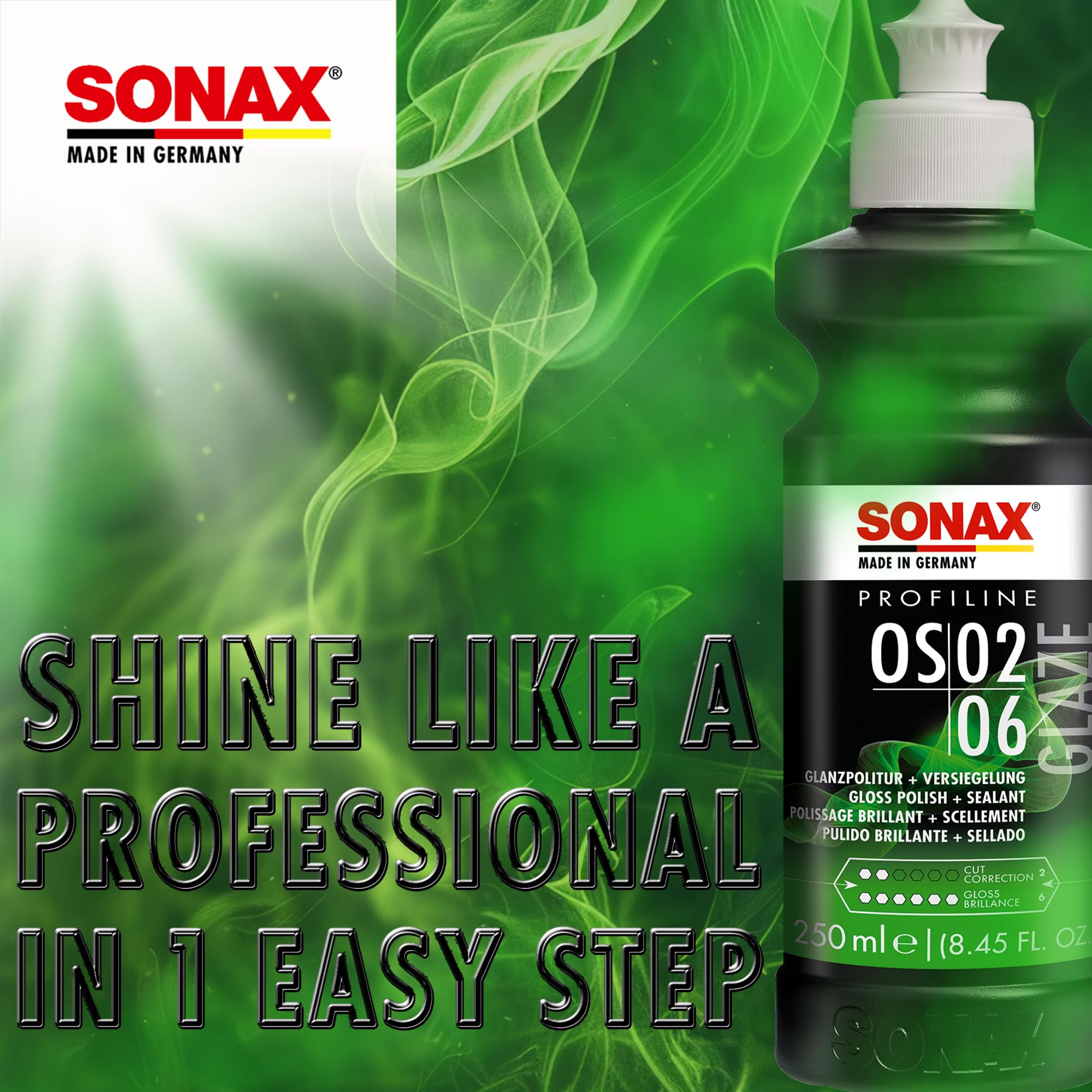 SONAX used in a detailing setup, highlighting professional-grade protection