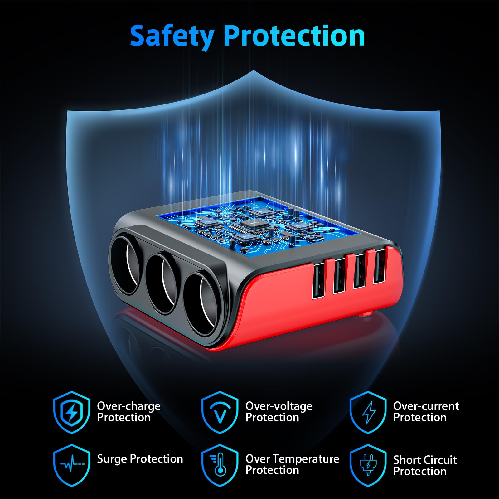 SONRU four USB ports top view with smart charging IC for faster device charging