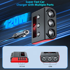 SONRU three cigarette sockets detail with independent switches for controlled device power