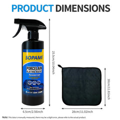 SOPAMI spray being applied to car panel for quick, waterless cleaning benefit