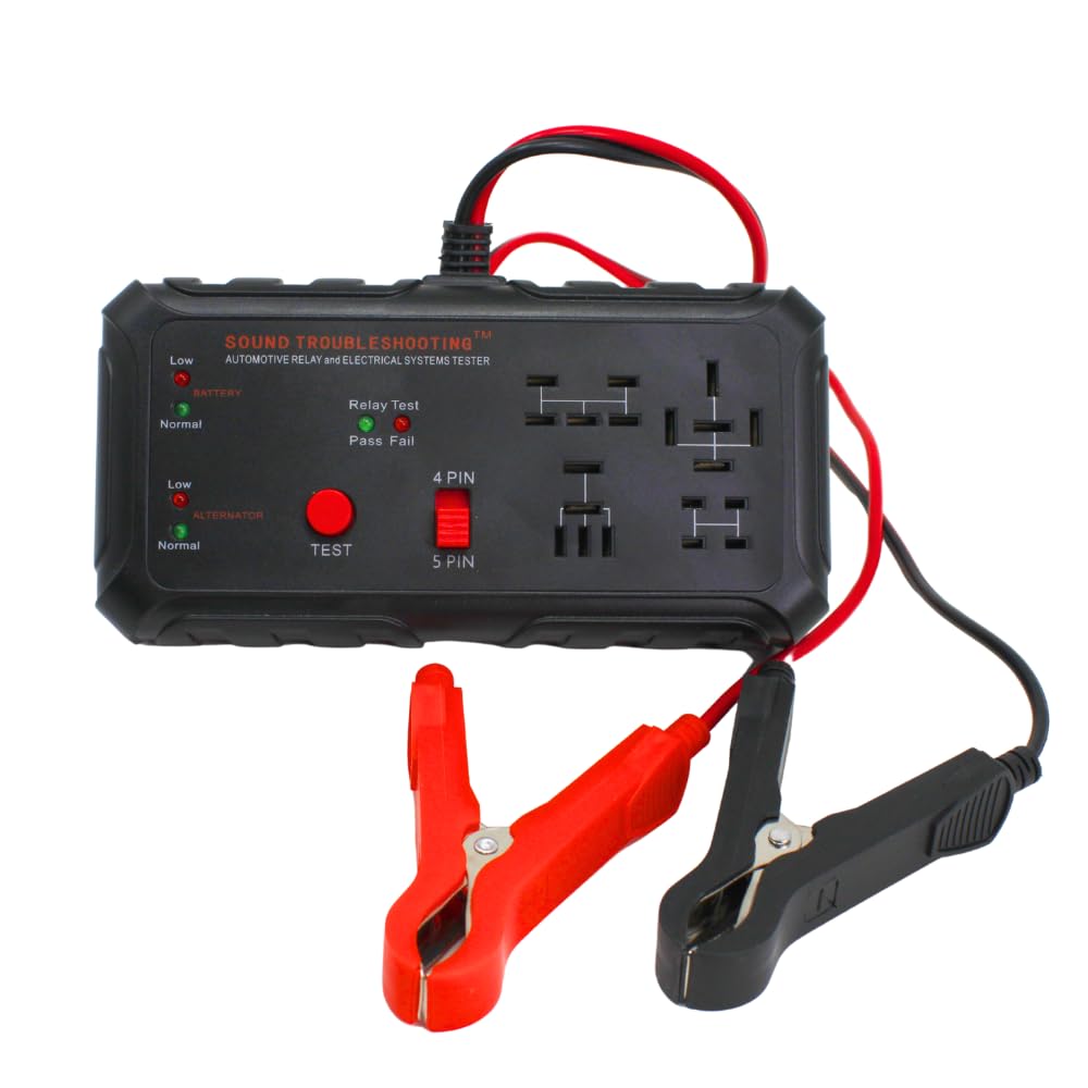 Sound Troubleshooting front view relay tester showing controls and clamps for quick diagnosis