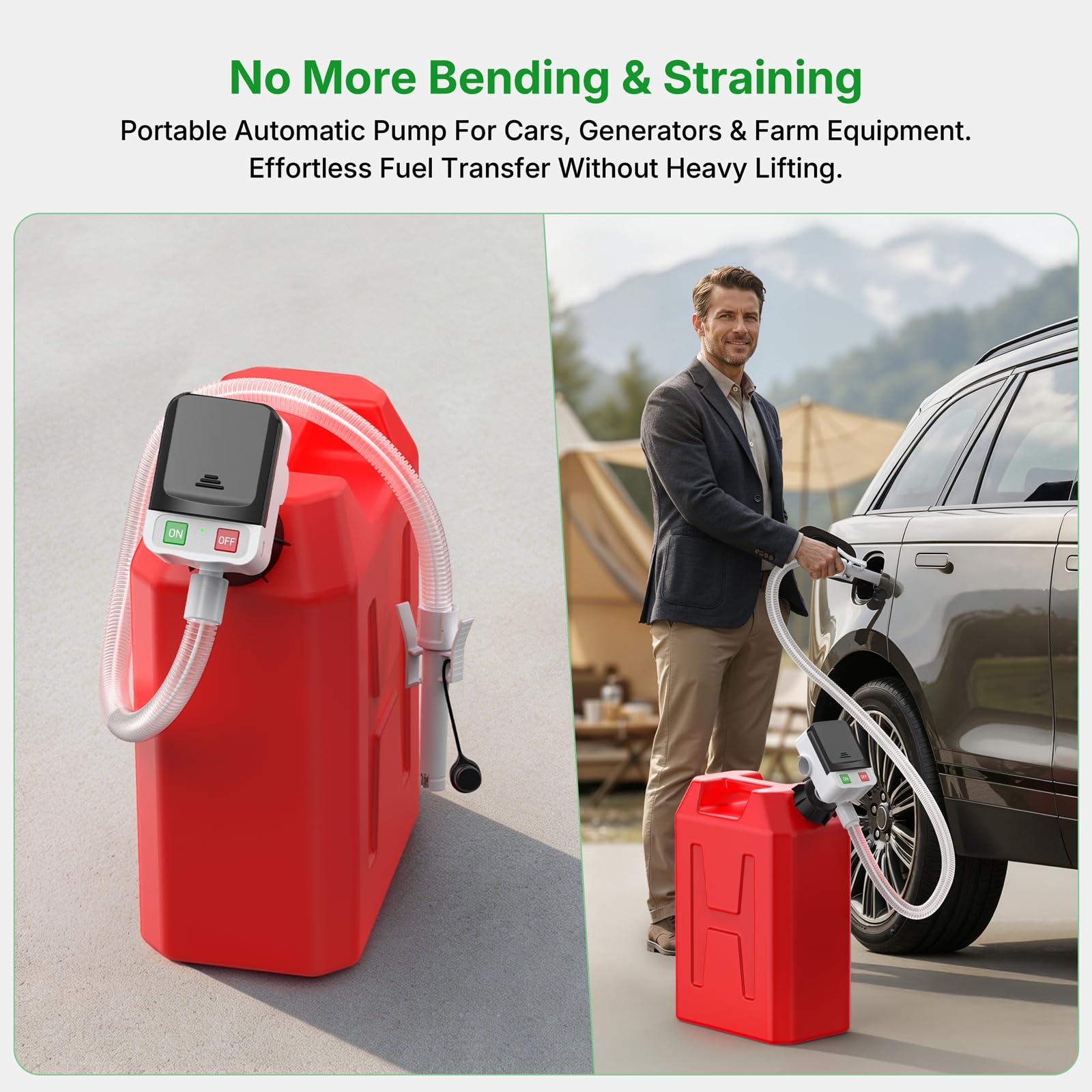 sowhat pump next to a gallon can showing scale for portability