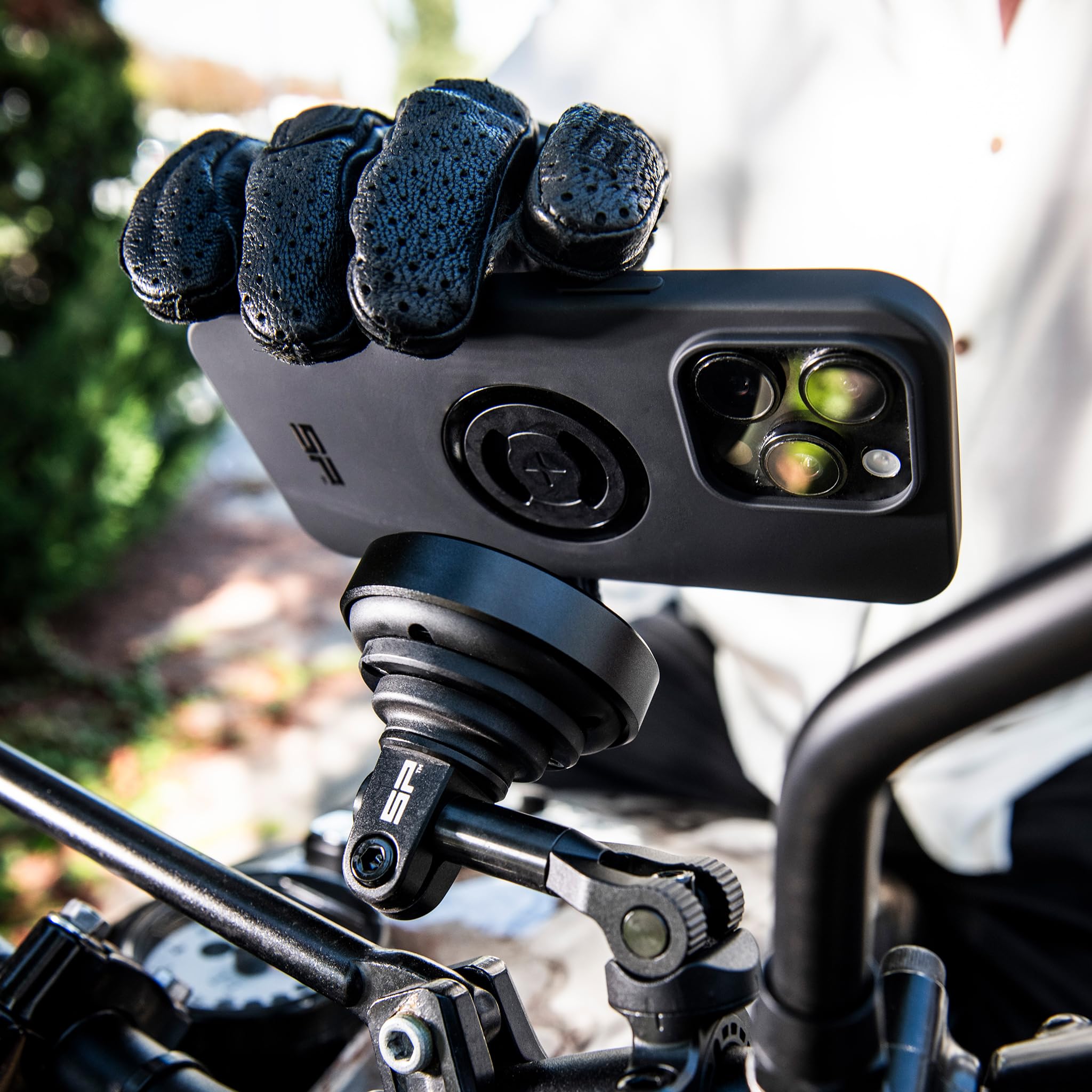 SP CONNECT SPC+ with phone in portrait offering improved navigation stability