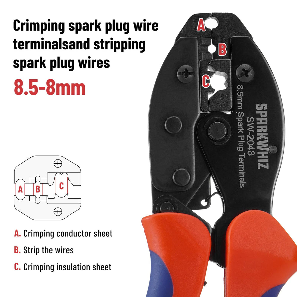 SPARKWHIZ jaw and ratchet close-up showing precise crimping alignment