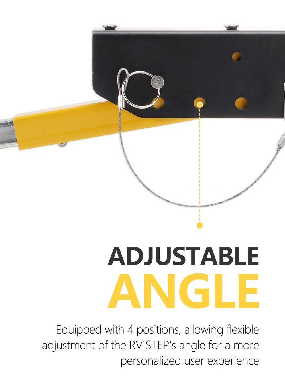 SPARKWHIZ height adjustment mechanism detail demonstrating easy 5"–14" range and adaptability
