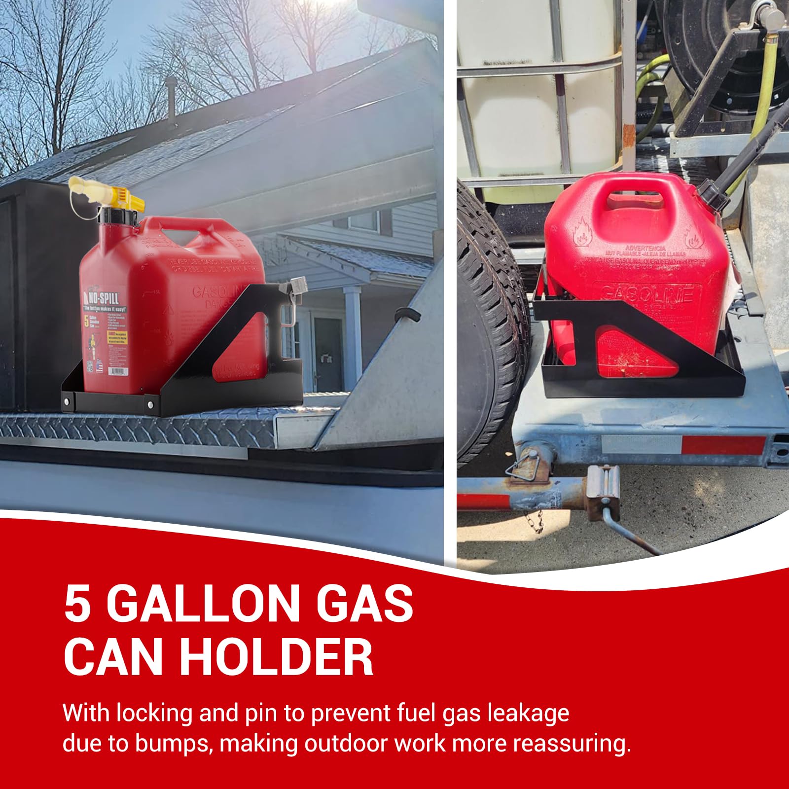 SPARKWHIZ side view with No-Spill 5-gallon can illustrating fitment benefit