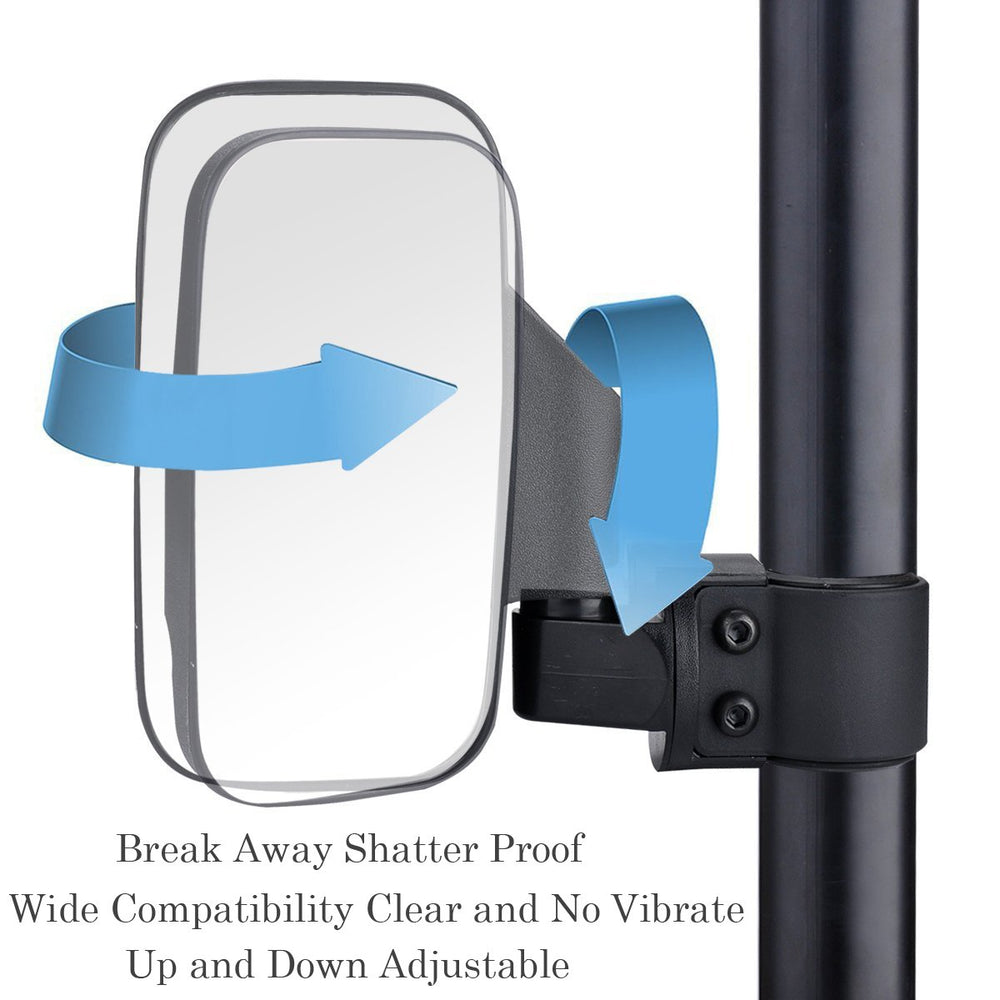 SPAUTO mounted mirror on UTV side showing improved visibility for driver