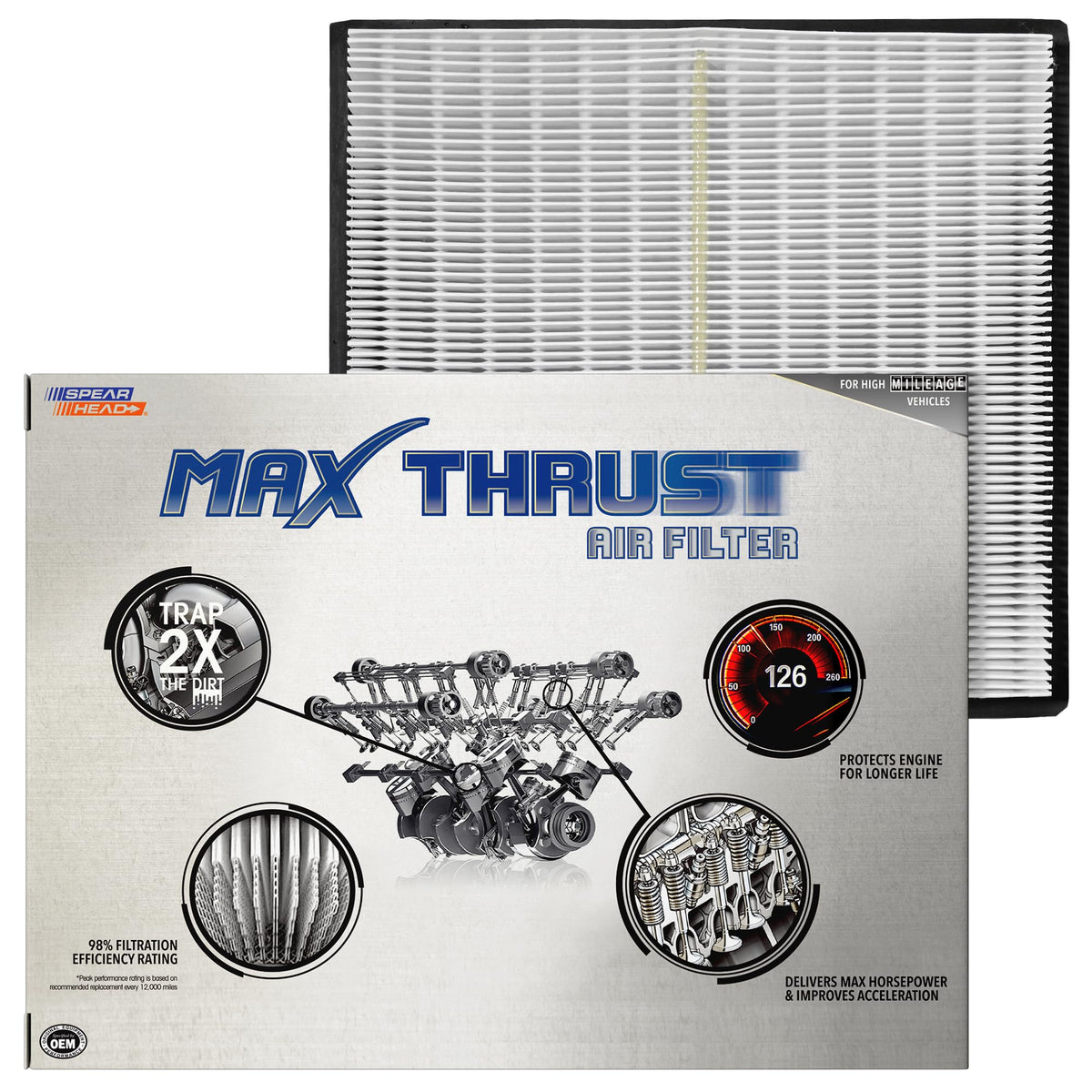 SPEARHEAD Max Thrust front packaging showing OEM-fit benefit