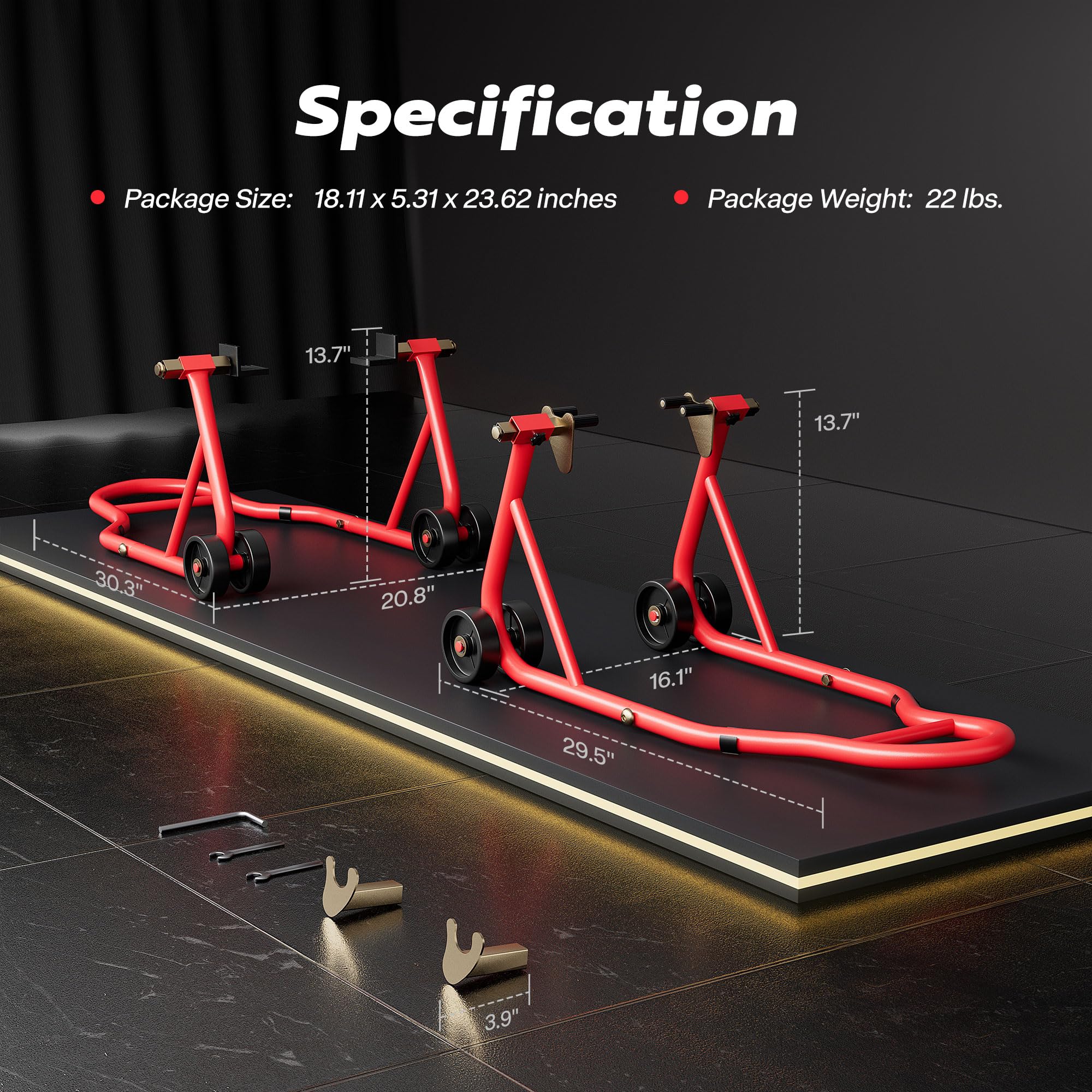 SPECSTAR stand next to ruler showing compact size and fit precision