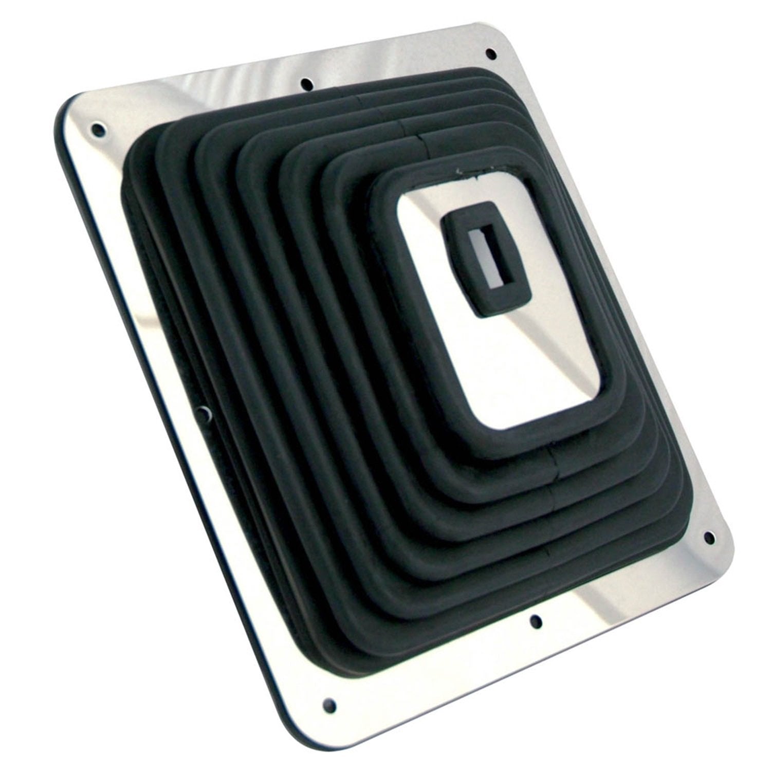 Spectre shift boot front view with chrome ring showing clean finished install