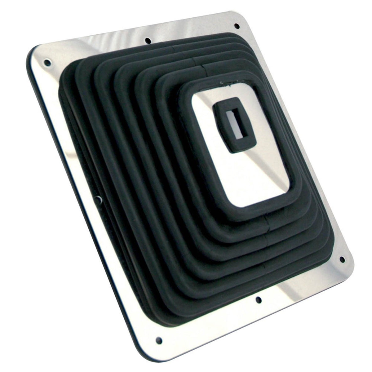 Spectre shift boot front view with chrome ring showing clean finished install