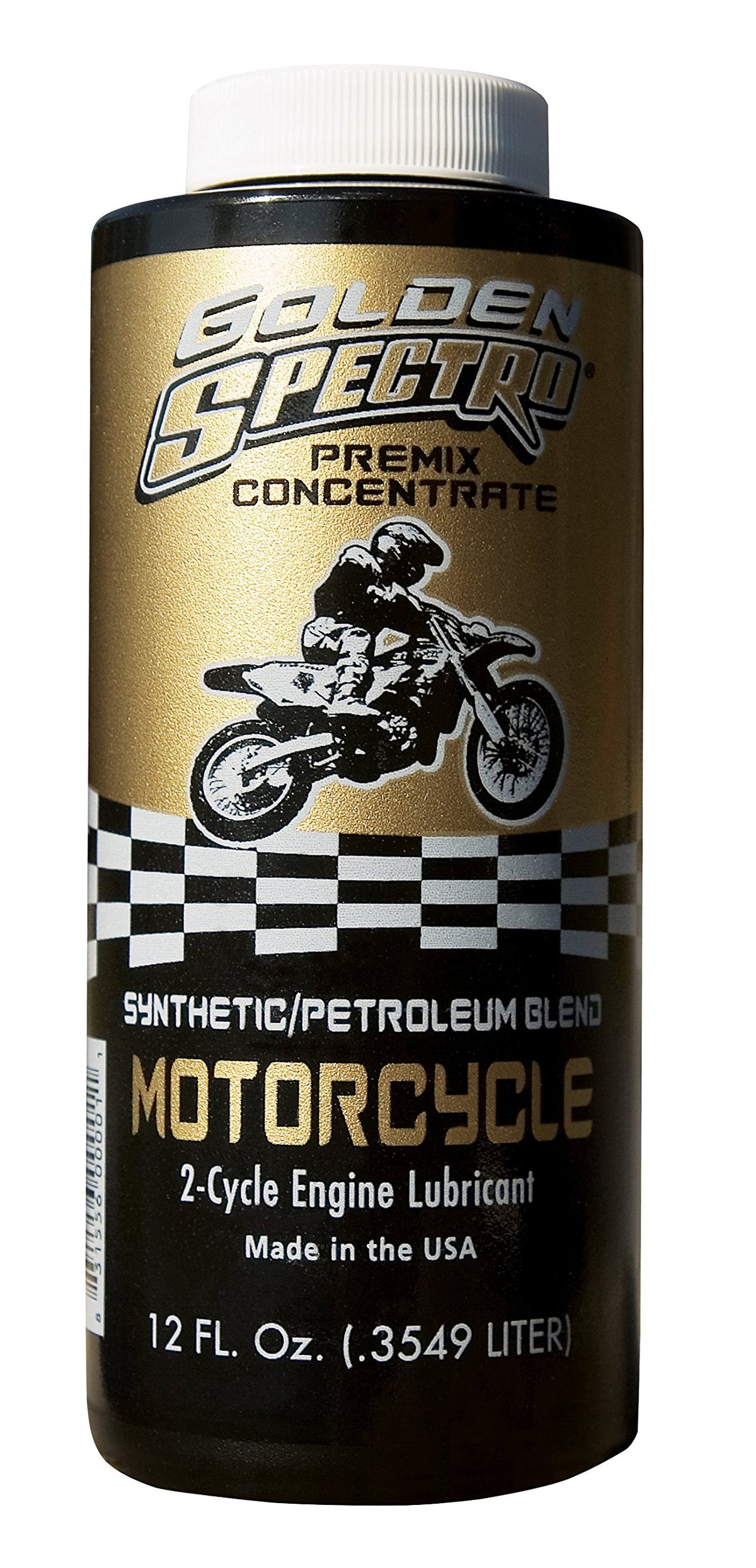 Spectro Oil front label on 12 oz bottle showing product name and premix benefit