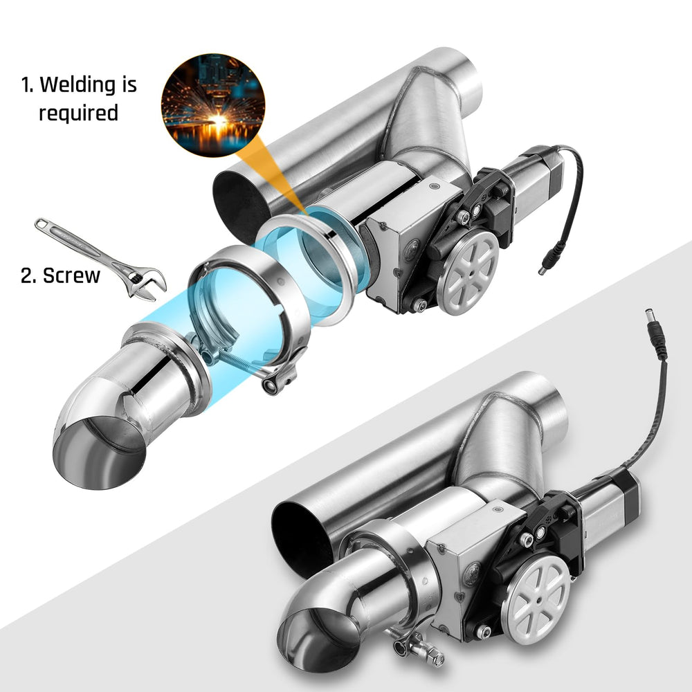 SPELAB elbow muffler installed under vehicle demonstrating in-situ fitment advantage
