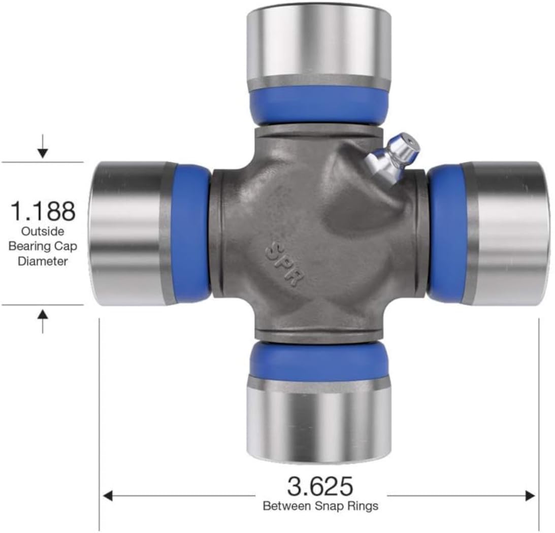 Spicer U-joint installed on driveshaft demonstrating restored driveline stability