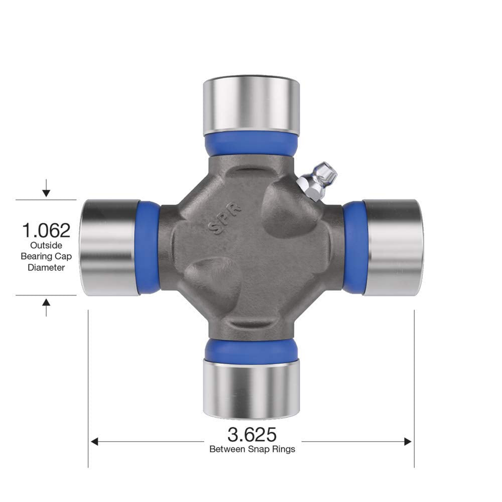 Spicer u-joint cross close-up showing durable construction benefit