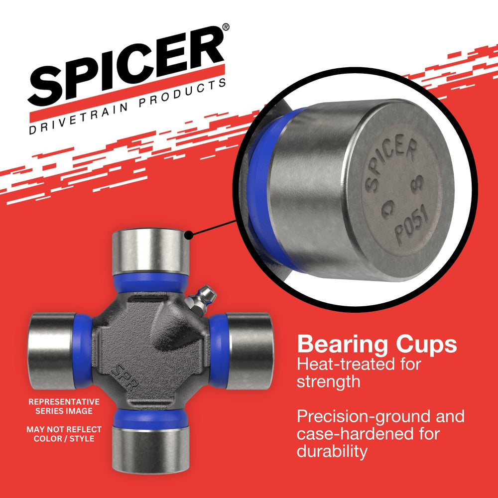 Spicer u-joint installed on driveshaft demonstrating proper fit benefit